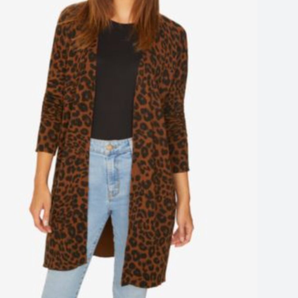 Sanctuary Leopard Print Open Long Line Cardigan